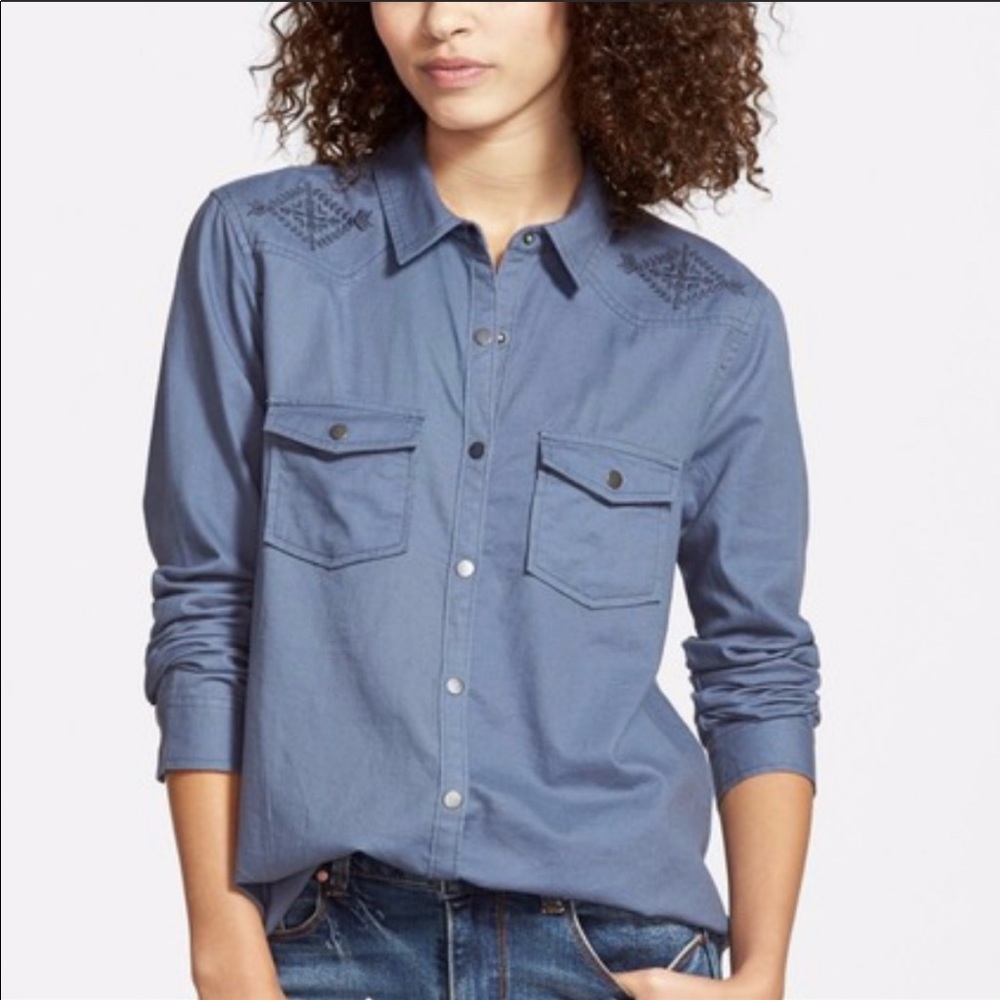 Sun & Shadow Embroidered Denim Shirt